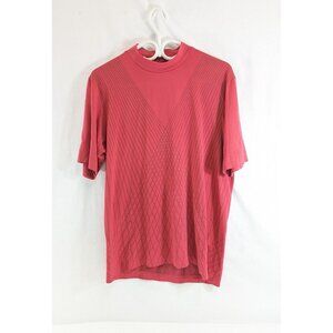 Tiger Woods Gold T-Shirt Mock Neck Sunday Red Crosshatch Mens Size Medium